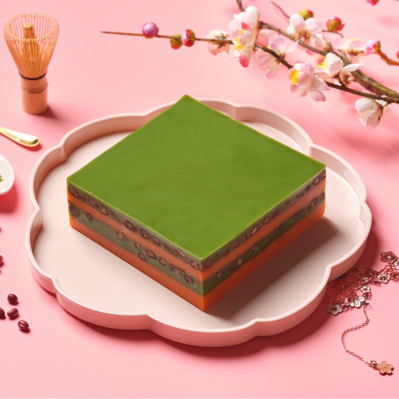 Red Bean and Green Tea Nian Gao