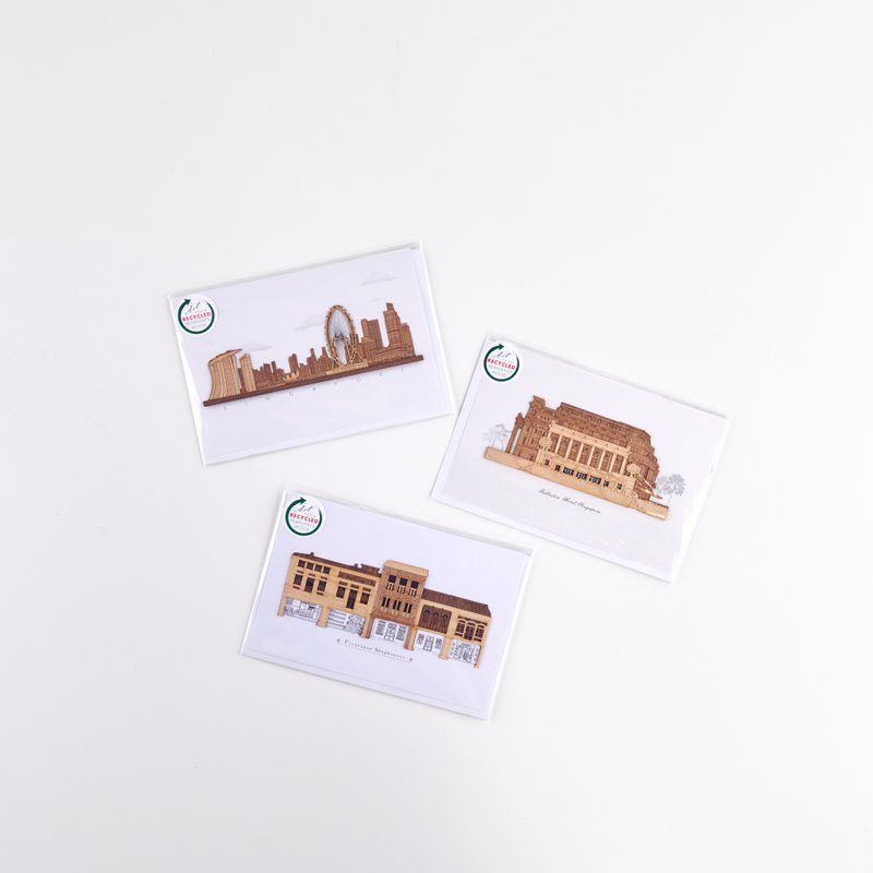 In touch rectangle woodcut card