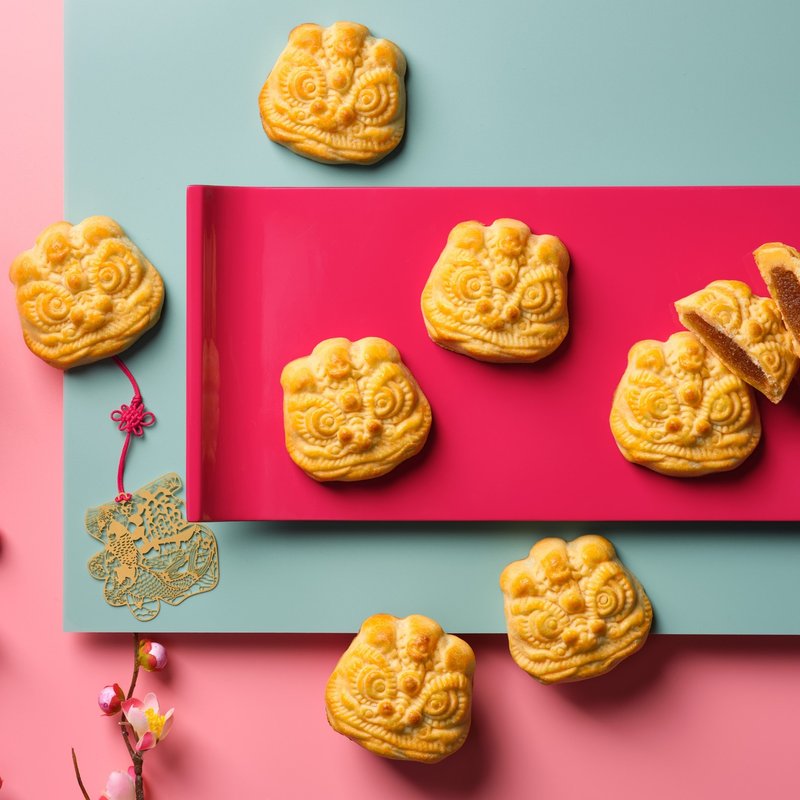 Baked Lion Dance Pineapple Cookies